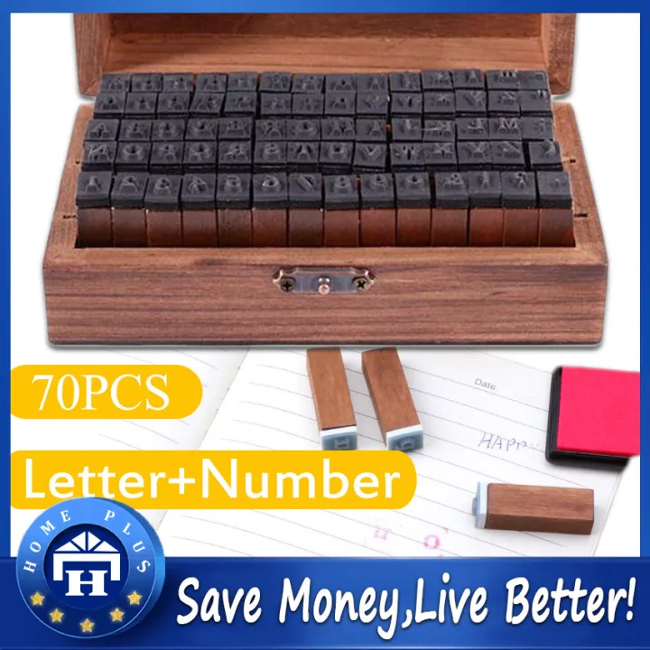 70PCS/Set】 Wood Letter Stamp Rubber Stamp Alphabet Stamp Set Number Box  Gift Symbol DIY Number