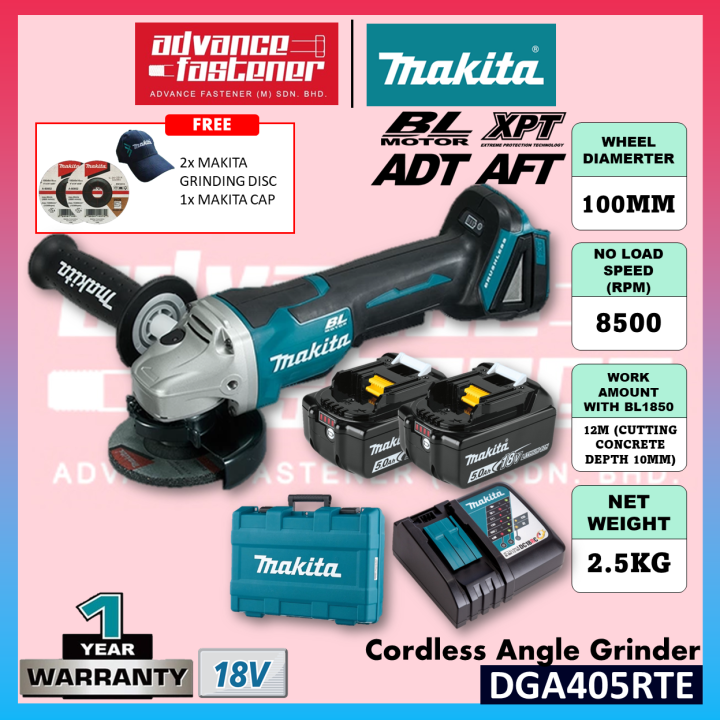 Makita Dga Rte Dga Rfe Dga Z V Cordless Angle Grinder Mm