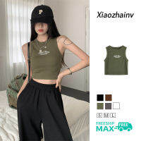 Xiaozhainv สายคล้องเสื้อกล้ามแขนกุดบางตัวหนังสือแฟชั่นสำหรับผู้หญิง