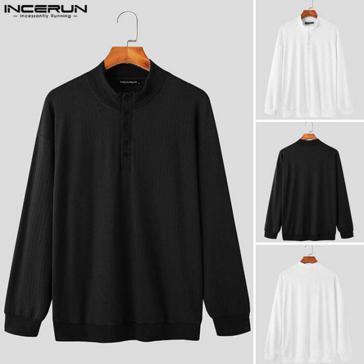 incerun-เสื้อถักแขนยาว-hneley-กระดุมเสื้อเสื้อสวมหัวทรงหลวมเสื้อนอกทรงพอง-สไตล์เกาหลี