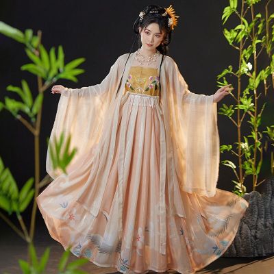 ชุดจีน Hanfu ชุดโบราณแบบดั้งเดิมสำหรับผู้หญิง,ชุดฮันฟูชุดคอสเพลย์ผู้หญิงนางฟ้าชุดเต้นรำวันฮาโลวีน