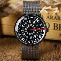 ♧ PAIDU High Quality Mens Watches Red Hands Stainless Steel Mesh Quartz Watch Male Creative Numbers Wristwatch Casual horloge 【Hot selling】