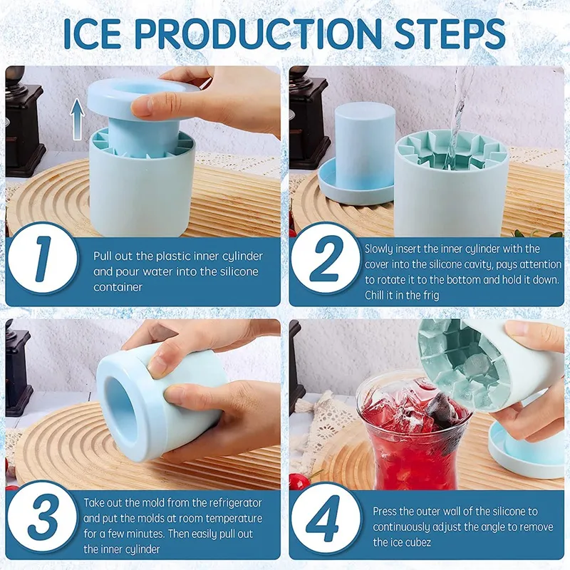 Mini Ice Cubes Maker, Decompress Ice Lattice, Cylinder Silicone Ice Cube  Mold,press-type Easy-release Ice Cup