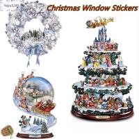 Xmas Festival Decor DIY PVC Waterproof Christmas Window Stickers Wall Art Sticker Shop Window Ornament Crystal Tree Decals