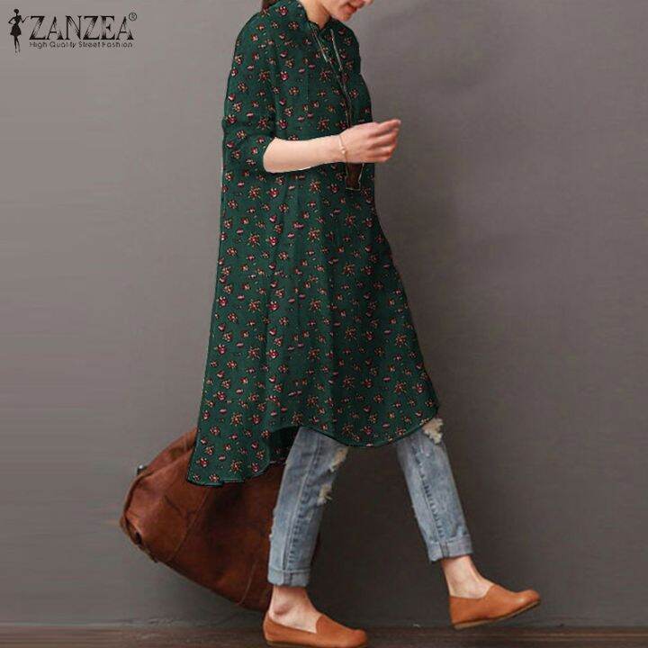 zanzea-เสื้อลําลองสําหรับสตรีแขนยาวลายดอกไม้วินเทจ-oversized