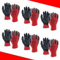 12 Pieces/ 6 Pairs Safety Gloves Construction Builders Grip Knit Polyester Cotton Guantes Gardening