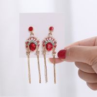 【CW】 Chinese Vintage Style Peking Opera Earring Pendant Enamel Rhinestone Tassel Asymmetry Long Drop Earrings for Women Girls