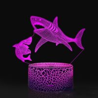 ◆⊕ Shark 3d Night Light Whale Lamp Led Colorful Touch Remote Control Table Lamp Room Decor Birthday Christmas Gift for Boys Girls