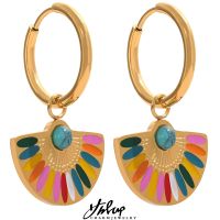 【YF】♠  Yhpup Colorful Enamel Drop Hoop Earrings Fashion Jewelry