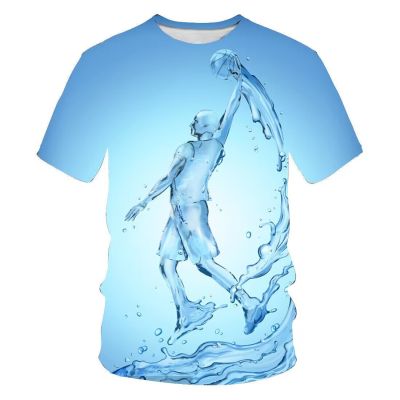 ร้อนขาย Creative Water Drop เสื้อยืดผู้ชาย 3d การพิมพ์ความละเอียดสูงฤดูร้อนสดแขนสั้นขนาดใหญ่ Silhouette เสื้อผ้า