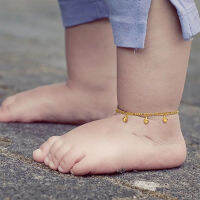 ชุบทองอร่อยสาวเด็กเด็กเด็กสแตนเลส Anklets,อร่อยระฆังเสน่ห์โซ่ปรับ Figaro ข้อเท้าของขวัญให้กับเด็ก