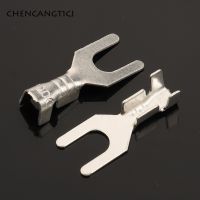 50 Pcs Fork Spade Terminal Block Cold-Pressed Bare 3.2MM Crimp Terminal Pin U/Y-Shaped Grounding Lug DJ4413-3.2B