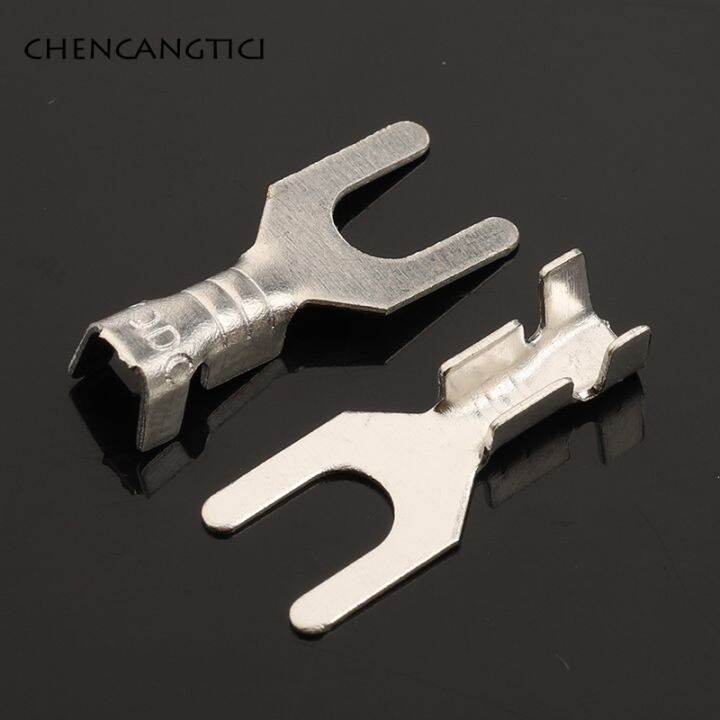 ๑-50-pcs-fork-spade-terminal-block-cold-pressed-bare-3-2mm-crimp-terminal-pin-u-y-shaped-grounding-lug-dj4413-3-2b