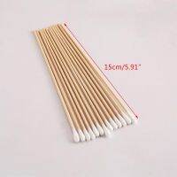 ❒ 100/200Pcs 6 Inch Long Wooden Handle Cotton Swabs Cleaning Sticks Applicator