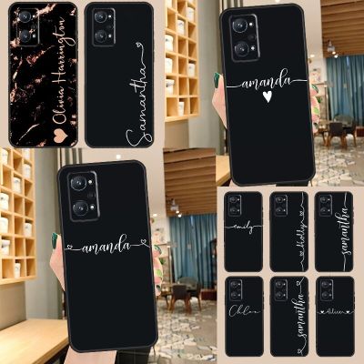 Personalised initials Name White Custom Case For Realme C35 C25 C21 C11 C15 C21Y C25Y 8i 9i 8 9 GT 2 Pro Neo 2T 3T Master Cover Electrical Connectors