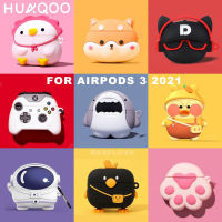 HUAQOO AirPods 1 2 3 Pro กรณี 3D น่ารัก AirPods กรณีการ์ตูนอะนิเมะซิลิโคนสำหรับ Apple AIR Pods 3 1/2 2021 Pro EarPods หูฟังกรณี