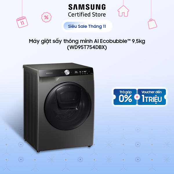 Máy giặt sấy thông minh Samsung AI Ecobubble 9,5kg (WD95T754DBX) | AI Control