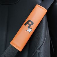 ◕❧✸ R Star Car Seat Belt Leather Soft Shoulder Cover Thickened JDM Style Car Insurance Comfortable Leather Belt Decorative Cover