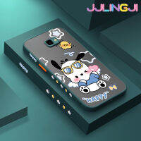 Jjlingji เคสปลอกสำหรับ Samsung กาแลคซี J4 2018 J4บวก2018 J4ไพรม์เคสการ์ตูนแฮปปี้ Pochacco มีน้ำค้างแข็งโปร่งใสแข็งลายขอบสี่เหลี่ยมด้านข้างกล้องปลอกซิลิโคนเคสนิ่มป้องกันการกระแทก