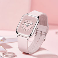 Square REBIRTH Women Rubber Watch band Wrist Watches 2022 Pink For Ladies Wrist Watches Quartz relogio feminino Womens Square