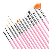 15pcs/Set UV Gel Acrylic Nail Art Brush Pink Acrylic Brushes Simple Manicure Pen Lines Painting Drawing Liner Nail Design Tools Artist Brushes Tools