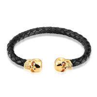 สร้อยข้อมือ Tête De Mort En Cuir Tissé Pour Homme,Acier Inoxydable,Bijoux Punk,Cadeau Tendance,2023China 2023 Money Drawing Ornament