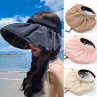 Topi Bucket หมวกสำหรับผู้หญิง,หมวกแก็ปใหม่หมวกบังแดดทรงเปลือกหอยสำหรับชายหาดกลางแจ้งนุ่มพับได้ปีกกว้างหมวกปีกป้องกันรังสียูวีใช้งานได้สองแบบหมวกกันแดดห่วงรัดผม