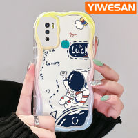 YIWESAN เคสสำหรับ Infinix Hot 9 Pro Hot 9 Play Hot 12 Play การ์ตูนน่ารักการ์ตูนนาซ่าอวกาศนักบินอวกาศนาซ่าสีสันสดใสเคสป้องกันเคสโทรศัพท์โปร่งใสนิ่มลายคลื่นเนื้อครีมเคสป้องกันซิลิโคนใส