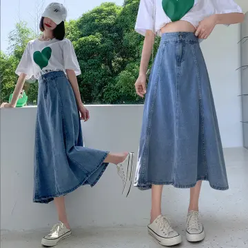 Mid length outlet denim skirts 40