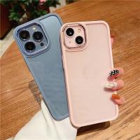 เคส iphone 14 PRO MAX  7plus 8 plus X XR XS MAX เคสไอโฟน 11 Pro max 12 Pro max 13 Pro max เคส กรอบอะคริลิ กันชน ตัวป้องกันหน้าจอ กล้อง กันกระแทก สีทึบ สีลูกกวาด สีน้ำตาล