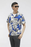 ESP เสื้อเชิ้ตฮาวายลายกราฟิก ผู้ชาย สีฟ้า | Graphic Print Hawaiian Shirt | 3701