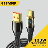 （A Boutique）♤247 Essager 7A USB Type C สาย PD 100W สายชาร์จเร็ว USB-C ที่ชาร์จข้อมูลสายไฟสำหรับ Huawei P50 P40 Samsung Honor Oneplus F3 Poco