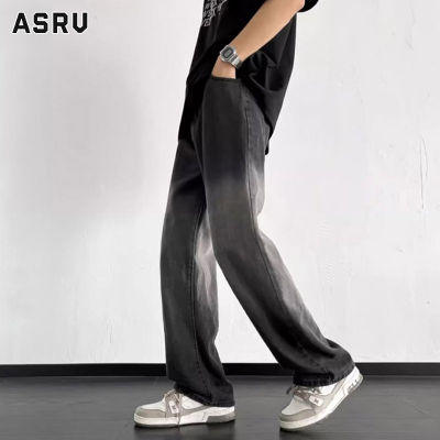 ASRV กางเกงยีนส์ชาย กางเกงขายาว ชาย กางเกงยีนส์ผู้ชาย jeans for men กางเกงยีนส์ขาตรงขากว้างที่ถูพื้นของผู้ชายกางเกงยีนส์เดนิมไล่ระดับย้อนยุคเรียบง่าย