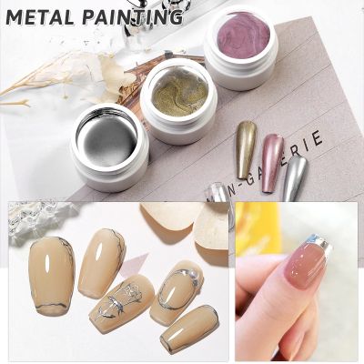 【YP】 2023 New 5ml Metallic Painting Gel Super Gold Mirror Semi Permanent Lines French