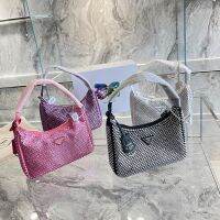 (with Box) Full pradaˉHobo Duchesse Material Imitation Crystal Womens Fashion Temperament Armpit Bag