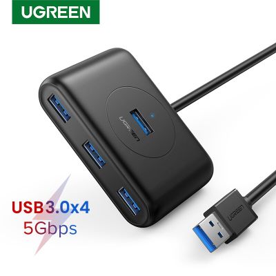 Ugreend ตัวแยก USB 4พอร์ต USB 3.0ความเร็วสูง,ตัวแยก USB สำหรับฮาร์ดไดรฟ์ USB แฟลชไดรฟ์เมาส์คีย์บอร์ดขยายอะแดปเตอร์ USB 3.0ฮับ