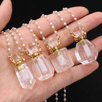 Natural Stone White Quartz Perfume Bottle Necklace Pearl Chain For Women Free Gift Accessory Glasses Frames Pearl Chains