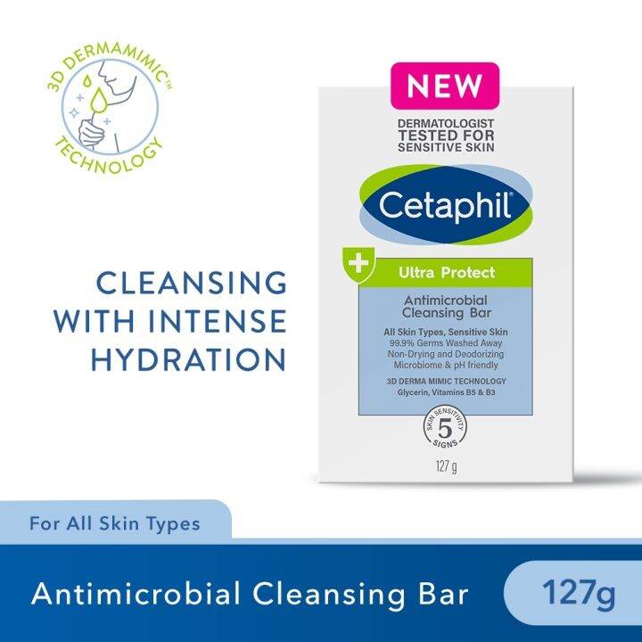 Cetaphil Ultra Protect Antimicrobial Cleansing Bar 127gm [Antibacterial