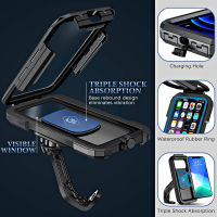 Waterproof Motorcycle Mobile Phone Holder for 4.7-6.8 Inch Smartphone Mount Rearview Mirror Anti-shake Holder with Touch Screen