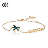 CDE Women Gold Bracelet Jewelry Embellished with crystals Hawaiian Summer Beach Coconut Tree Bracelet Jewelry