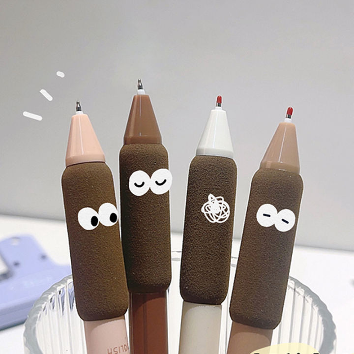 sunyanping-ขายดี-ชุดปากกาหมึกเจลขนมปังกาแฟ4ชิ้นสีดำขนาด0-5มม-หมึกสีสำหรับเครื่องเขียนในโรงเรียนอุปกรณ์เขียนในสำนักงาน