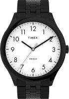 Timex Mens Modern Easy Reader 40mm Watch – Black Case White Dial with Expansion Band