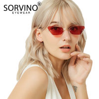 SORVINO 2020 Retro Designer Small Rimless Cat Eye Sunglasses Women nd 90s Lady Tiny Rectangle Cateye Sun Glasses Shades P227