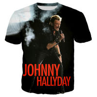 2023ใหม่นักร้องจอห์นนี่ Hallyday 3D พิมพ์เสื้อยืดผู้ชายผู้หญิงร็อคแฟชั่นสบายๆ O-คอแขนสั้นฮิปฮอปขนาดใหญ่ท็อปส์ประเดิม