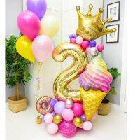 （koko party supplies）36ชิ้น/เซ็ต LargeCream บอลลูนชุด30นิ้ว NumberFoil บอลลูน DonutBirthday พรรคตกแต่งอุปกรณ์อาบน้ำเด็ก