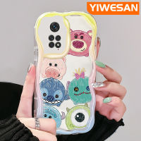 YIWESAN เคสสำหรับ Xiaomi POCO M4 Pro 5G Redmi Note 11 5G Note 11S Note 10T Note 11T Note 10T Note 11 Pro เคส11E Pro ลายการ์ตูนรูปสตรอเบอร์รี่หมีน่ารักและมอนสเตอร์ตัวน้อยขอบโค้งใสเคสเนื้อครีมโปร่งใสเคสมือถือฝาครอบป้องกัน