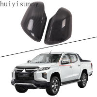 HYS เหมาะกับ Mitsubishi Triton L200 2019 2021กระจกมองหลังคาร์บอน ABS กระจกมองหลังมองหลังอุปกรณ์เสริมฝาครอบกระจกขับรถ