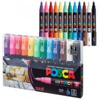 Uni Posca Acrylic Paint Marker Pens Set Feathers Markers Japanese Stationery PC-1M 3M 5M For Rock Mug Ceramic Glass