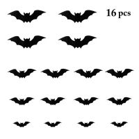 【HOT】☑♧✑ 16Pcs/Set Bats Wall Stickers Decorations Indoor/Outdoor Mixed Size Scary Window Decal