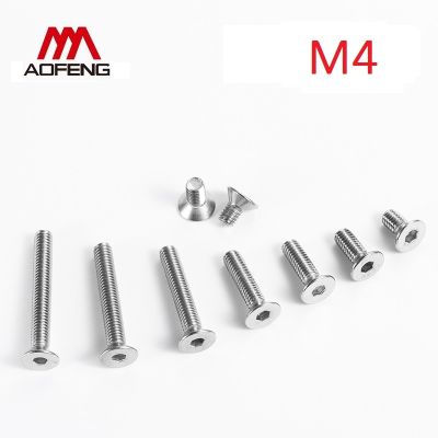 M4 304 Stainless Steel Hexagon Socket Countersunk Head Screws M4x6 8 10 16 20 22 25 35 40 50 55 65 75 80mm DIN7991 Full Thread